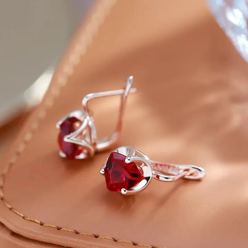 Boucles d'oreille Rouge Éclats Grenat Bijoux Paradise