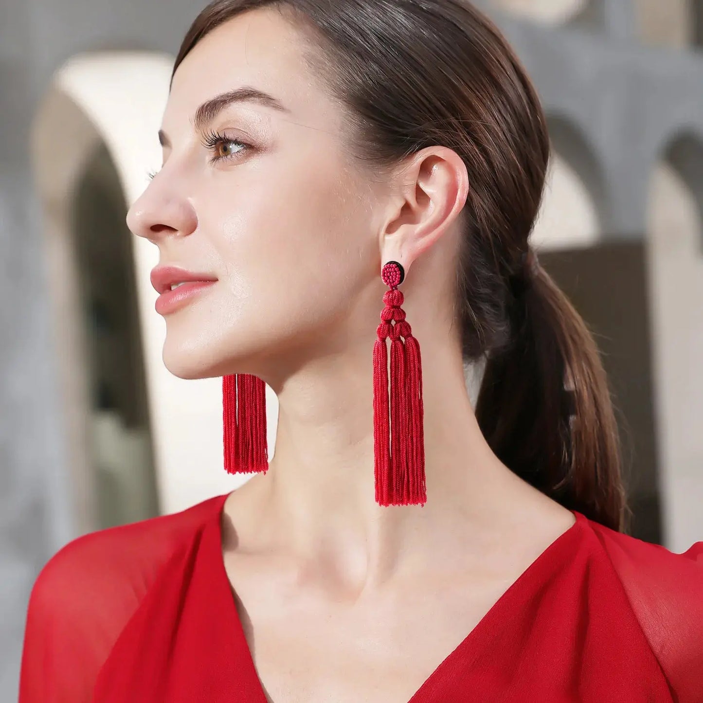 Boucles d'oreille Rouge Flamme Carmin Bijoux Paradise