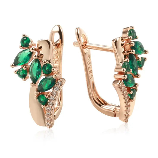 Boucles d'oreille Verte Émeraude Éclatante Bijoux Paradise