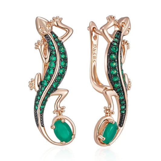 Boucles d'oreille Verte Lézard Bijoux Paradise
