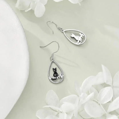 Boucles d'oreille Noire Chat Bijoux Paradise