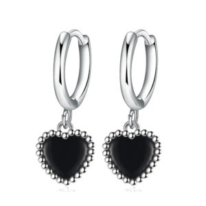 Boucles d'oreille Coeur Noir Bijoux Paradise