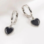 Boucles d'oreille Coeur Noir Bijoux Paradise