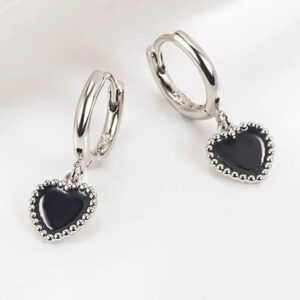 Boucles d'oreille Coeur Noir Bijoux Paradise
