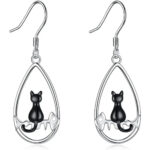 Boucles d'oreille Noire Chat Bijoux Paradise
