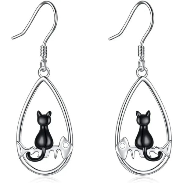 Boucles d'oreille Noire Chat Bijoux Paradise