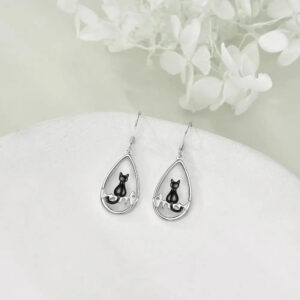 Boucles d'oreille Noire Chat Bijoux Paradise