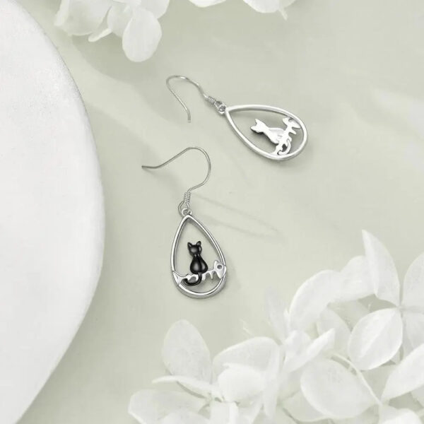 Boucles d'oreille Noire Chat Bijoux Paradise