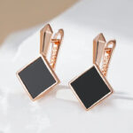 Boucles d'oreille Noire Charbon Étincelant Bijoux Paradise
