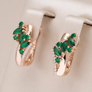 Boucles d'oreille Verte Émeraude Éclatante Bijoux Paradise